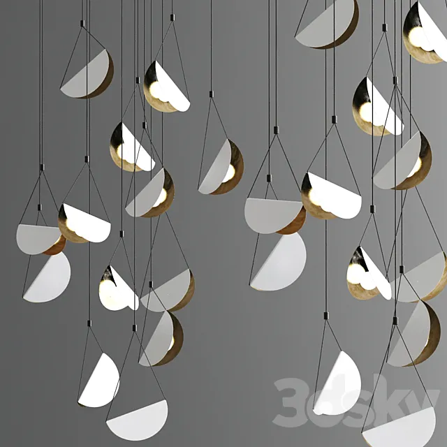 White glider pendant light chandelier 3DModel