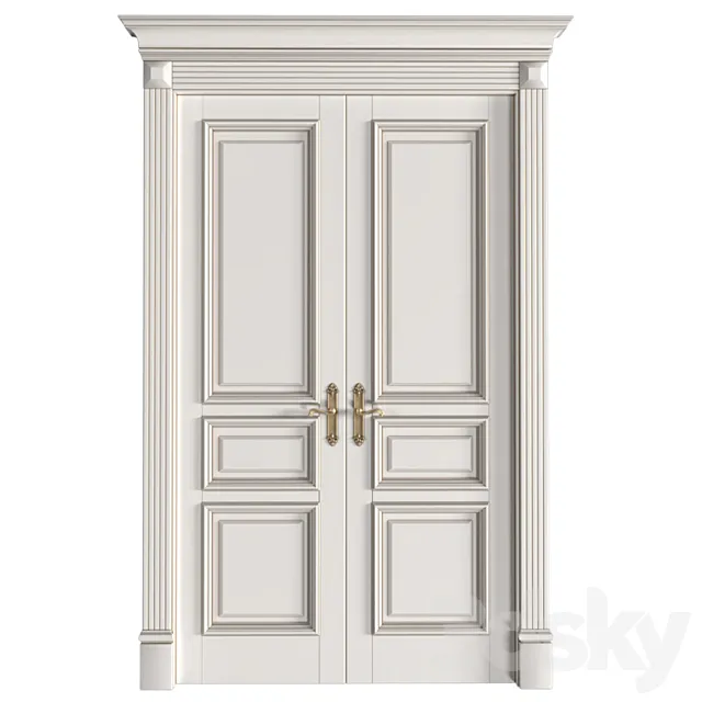 White interior doors in classic style. Entrance Classic interior doors 3D Model