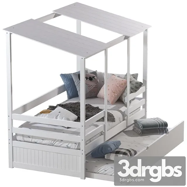 White Kids Bed 3D Model Download