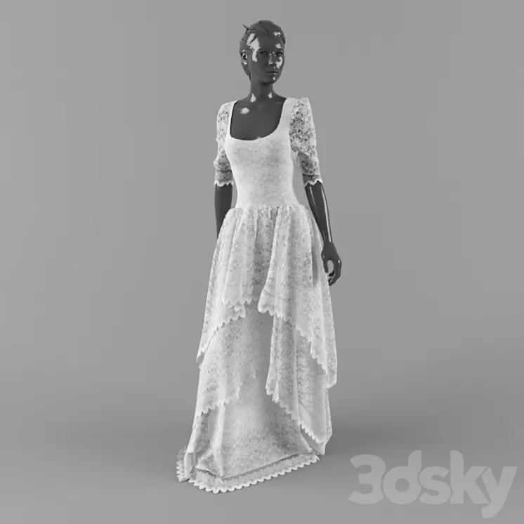 White lace dress 3D Model White lace dress 3D Model