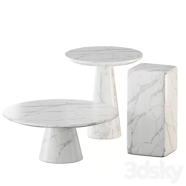 White marble tables set | Pols Potten 3D Model White marble tables set | Pols Potten 3D Model