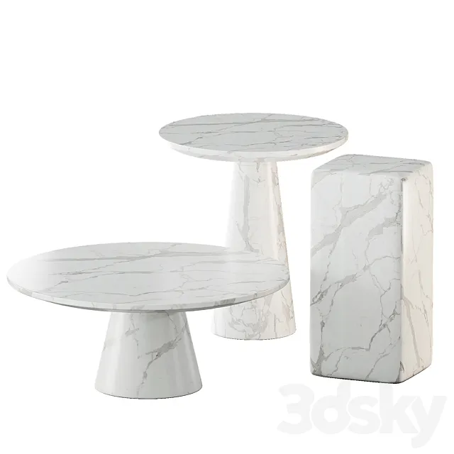 White marble tables set | Pols Potten 3DModel