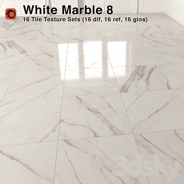 White Marble Tiles – 8 3D Model