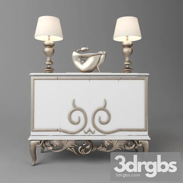White Neoclassic Sideboard 3D Model Download