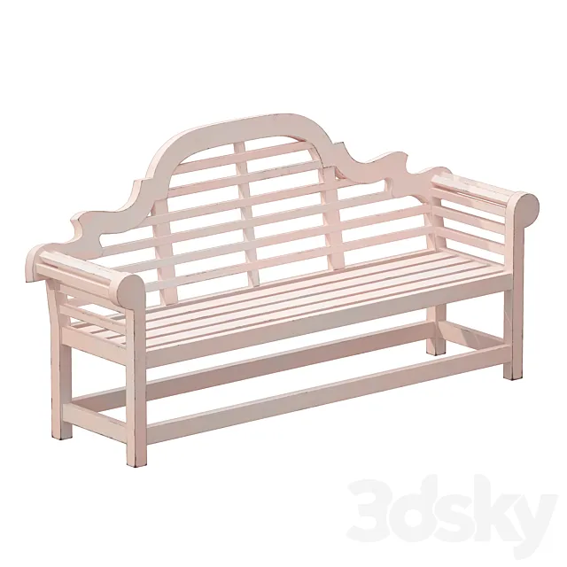 White park bench with backrest 3D Model White park bench with backrest 3D Model