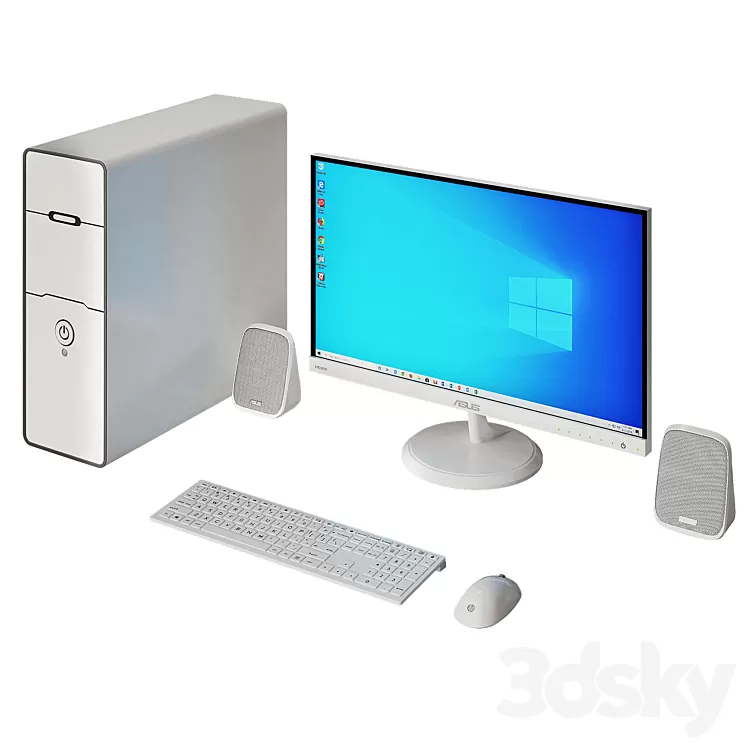 White PC Asus 3D Model