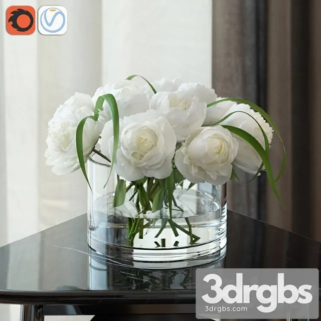 White Peonies 2 3D Model Download White Peonies 2 3D Model Download