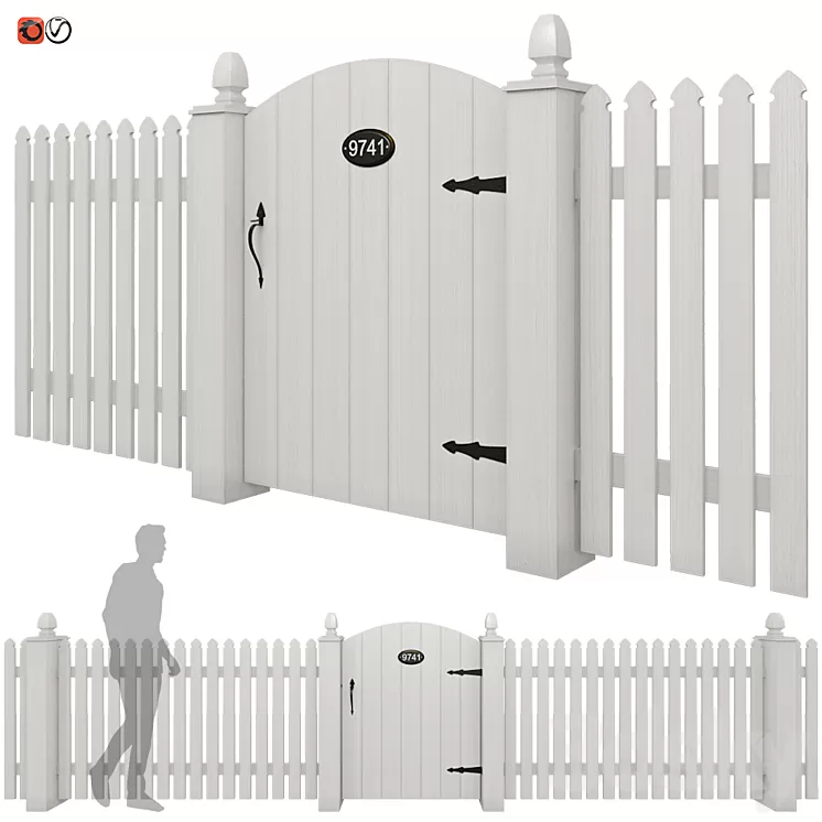 White picket fence_01 3D Model