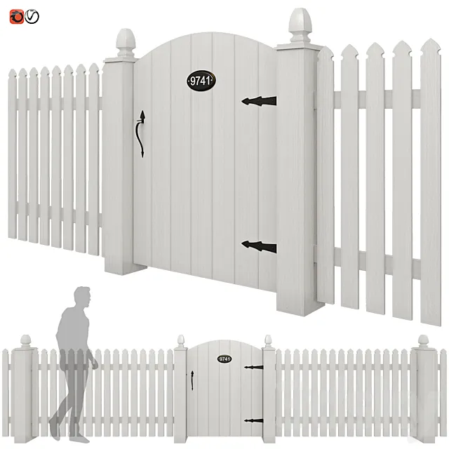 White picket fence_01 3DModel White picket fence_01 3DModel