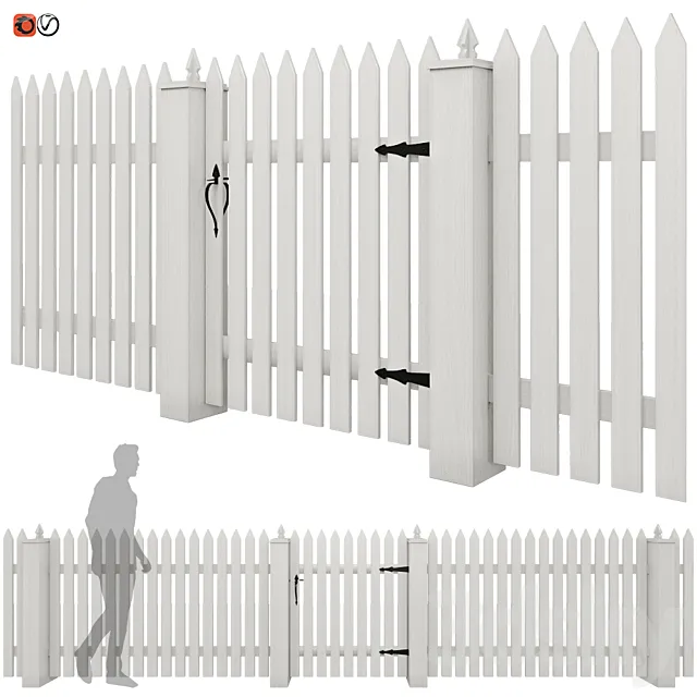 White picket fence_03 3DModel White picket fence_03 3DModel