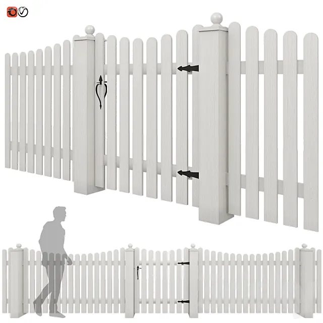 White picket fence_05 3D Model White picket fence_05 3D Model