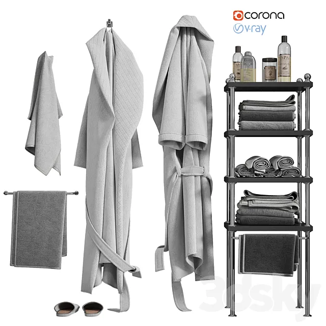 White robe and towels 3DModel