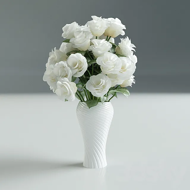 White Rose in Vase 3DModel White Rose in Vase 3DModel