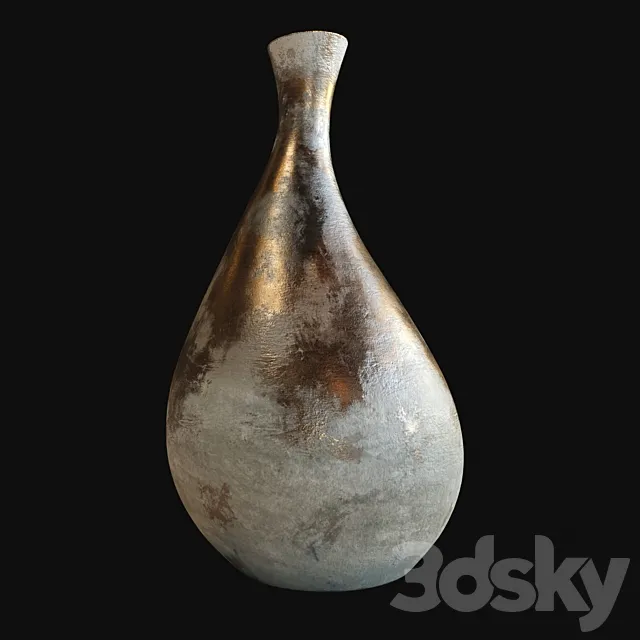 White Rough Terracotta with gold finish 3D Model