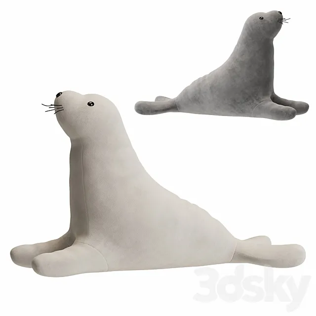 White Seal Plush Toy 3D Model