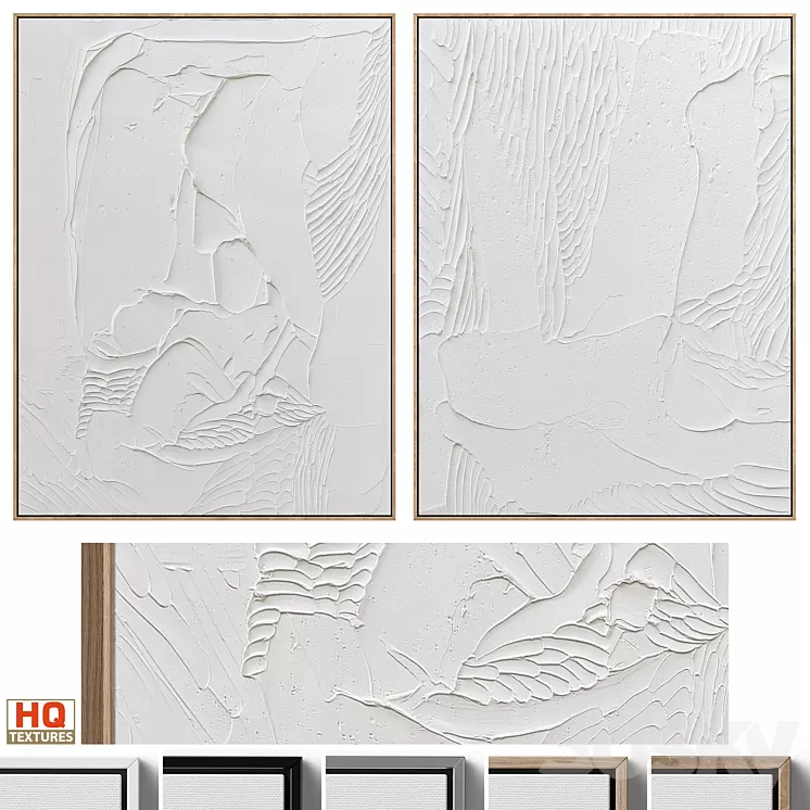 White Textural Plaster Wall Art C-438 3D Model Free Download