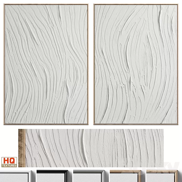 White Textural Plaster Wall Art C-455 3D Model Free Download