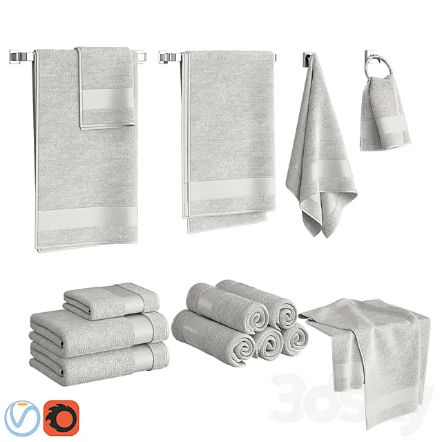 White Towels Set 3DModel
