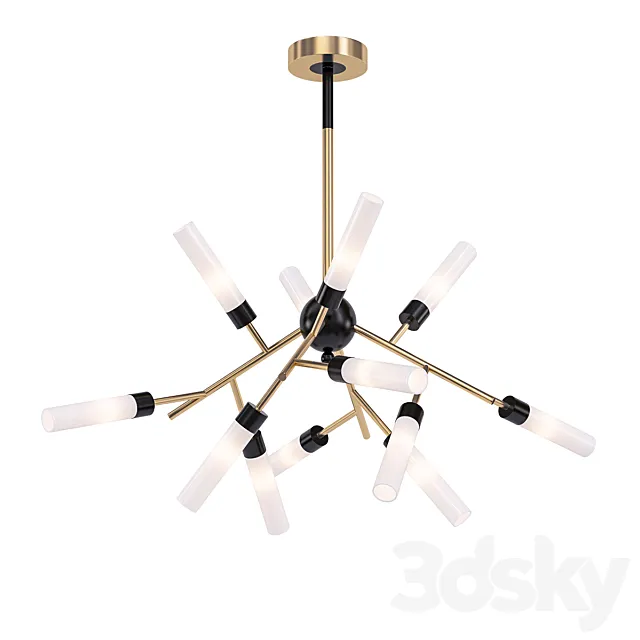 White Tube Valley Arredoluce Chandelier 12 3D Model