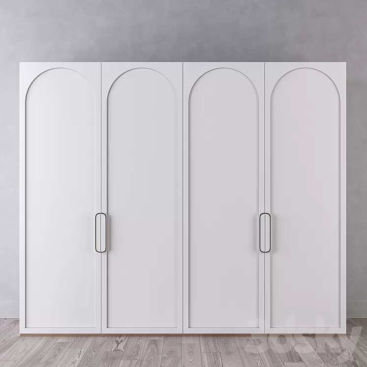 White wardrobe with arches 3D Model