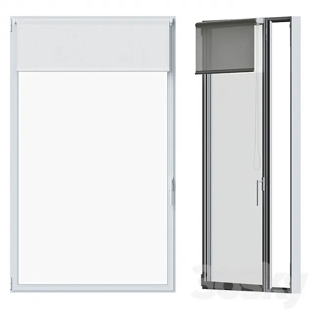 White window with roller blind 3D Model