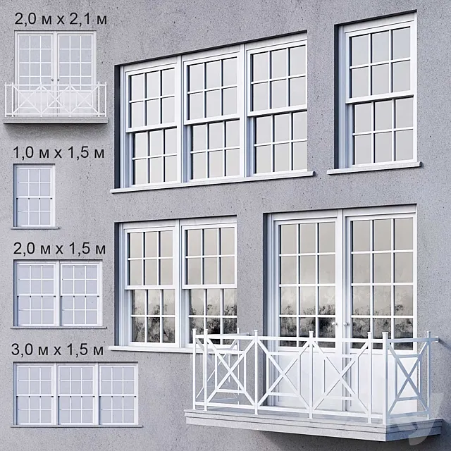 White windows 3D Model