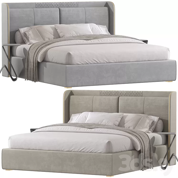 White Wingback Bed 102 3D Model Free Download