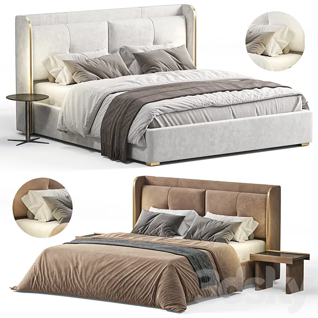 White Wingback King Bed by homary 3D Model White Wingback King Bed by homary 3D Model