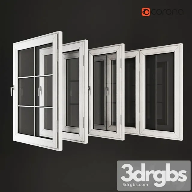 White wood windows 3D Model Download