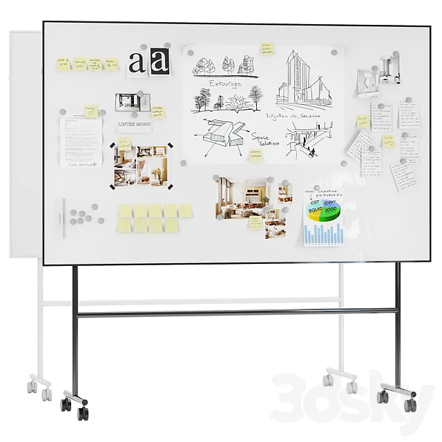 Whiteboard magnetic partition Lintex MONO 3DModel