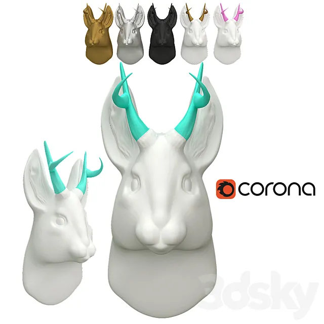 WhiteFauxTaxidermy Rabbit 3D Model