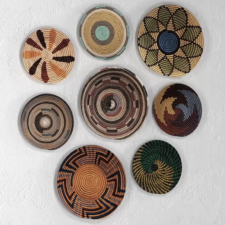 Wicker African wall baskets. 3D Model