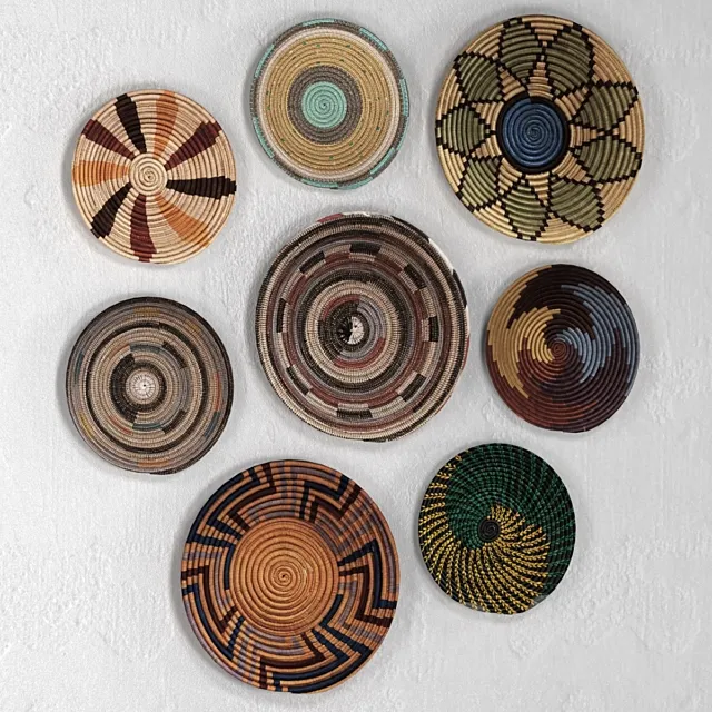 Wicker African wall baskets. 3DModel