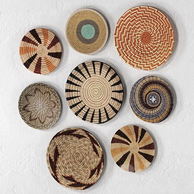 Wicker African wall baskets 3DModel Wicker African wall baskets 3DModel