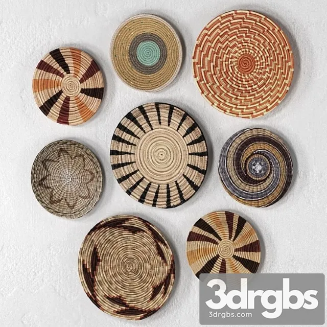 Wicker African Wall Baskets 46 3D Model Download