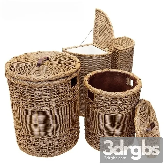 Wicker Basket Clothes 3D Model Download