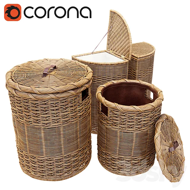 Wicker basket for clothes 3DModel Wicker basket for clothes 3DModel