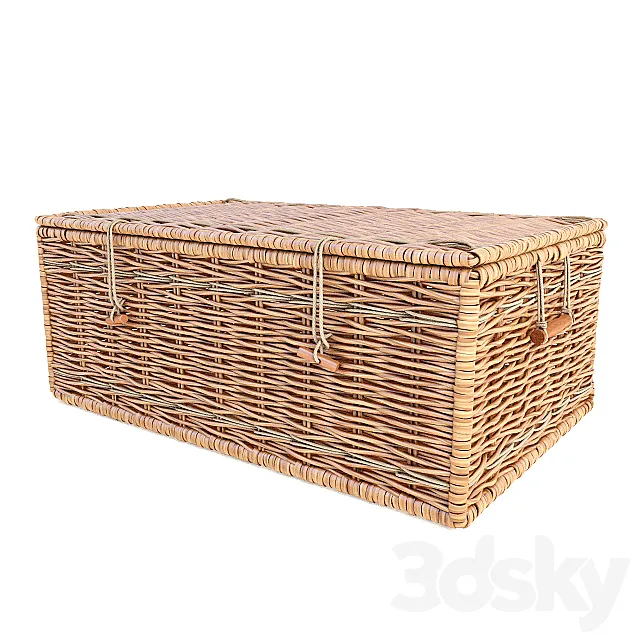wicker basket with rope handles 3DModel wicker basket with rope handles 3DModel