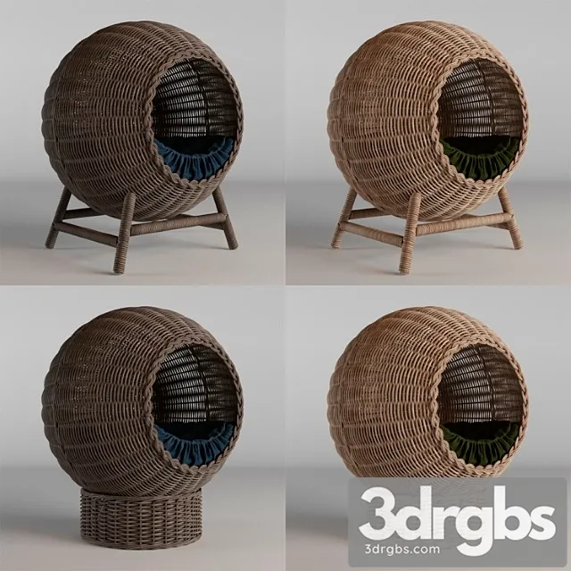 Wicker baskets for pets 2 3D Model Download