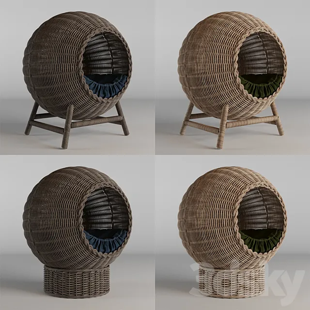 Wicker baskets for pets 3D Model Wicker baskets for pets 3D Model