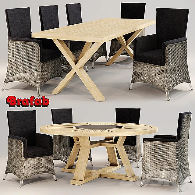 Wicker chair and two tables Brafab 3DModel Wicker chair and two tables Brafab 3DModel