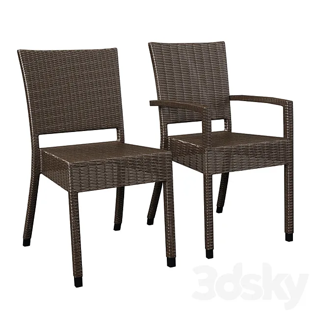 Wicker Chairs and wa24 wa34 3D Model Wicker Chairs and wa24 wa34 3D Model