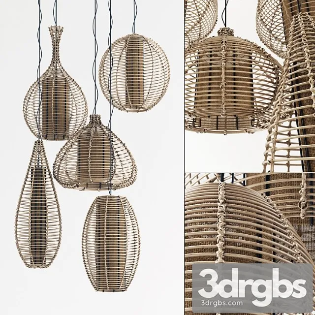Wicker chandeliers made of thin rattan no. 1 Wicker chandeliers made of thin rattan no. 1