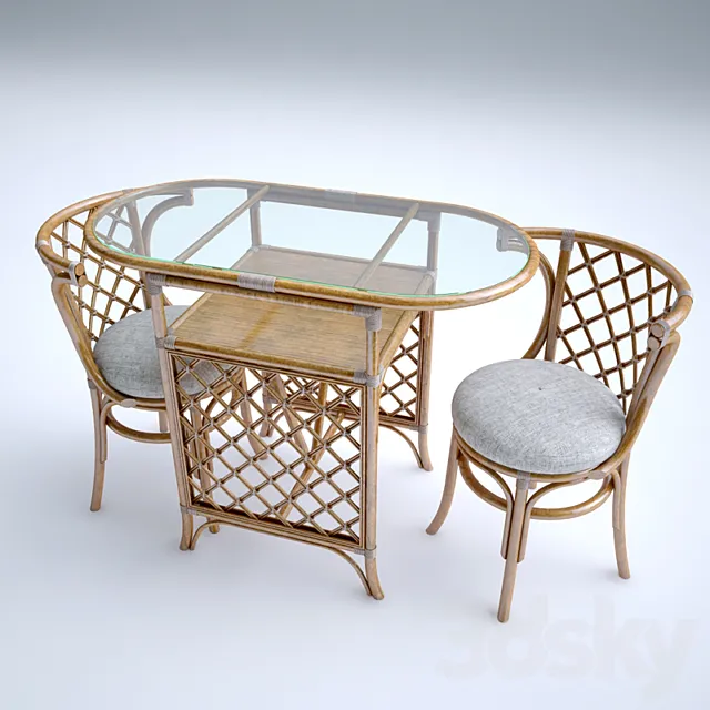 Wicker furniture 3D Model Wicker furniture 3D Model