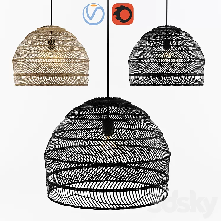 Wicker Hanging Lamp – HK living 3D Model Wicker Hanging Lamp – HK living 3D Model