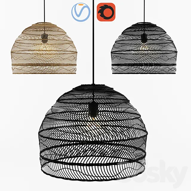 Wicker Hanging Lamp – HK living 3DModel
