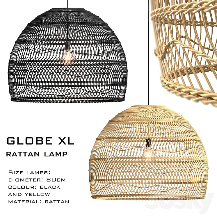 Wicker lamp globe xl 3D Model Wicker lamp globe xl 3D Model