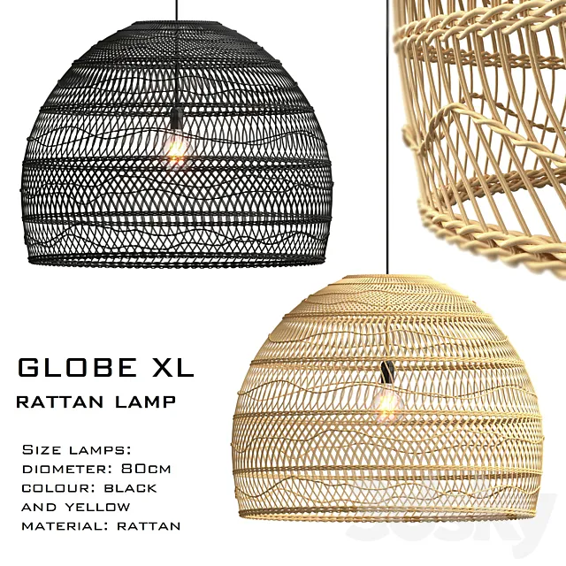 Wicker lamp globe xl 3DModel Wicker lamp globe xl 3DModel