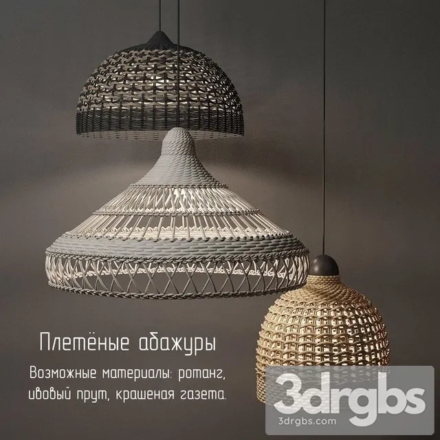 Wicker Lamp Shades 3D Model Download