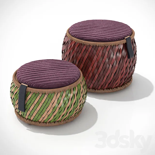 Wicker ottomans DEDON DALA 3D Model Wicker ottomans DEDON DALA 3D Model